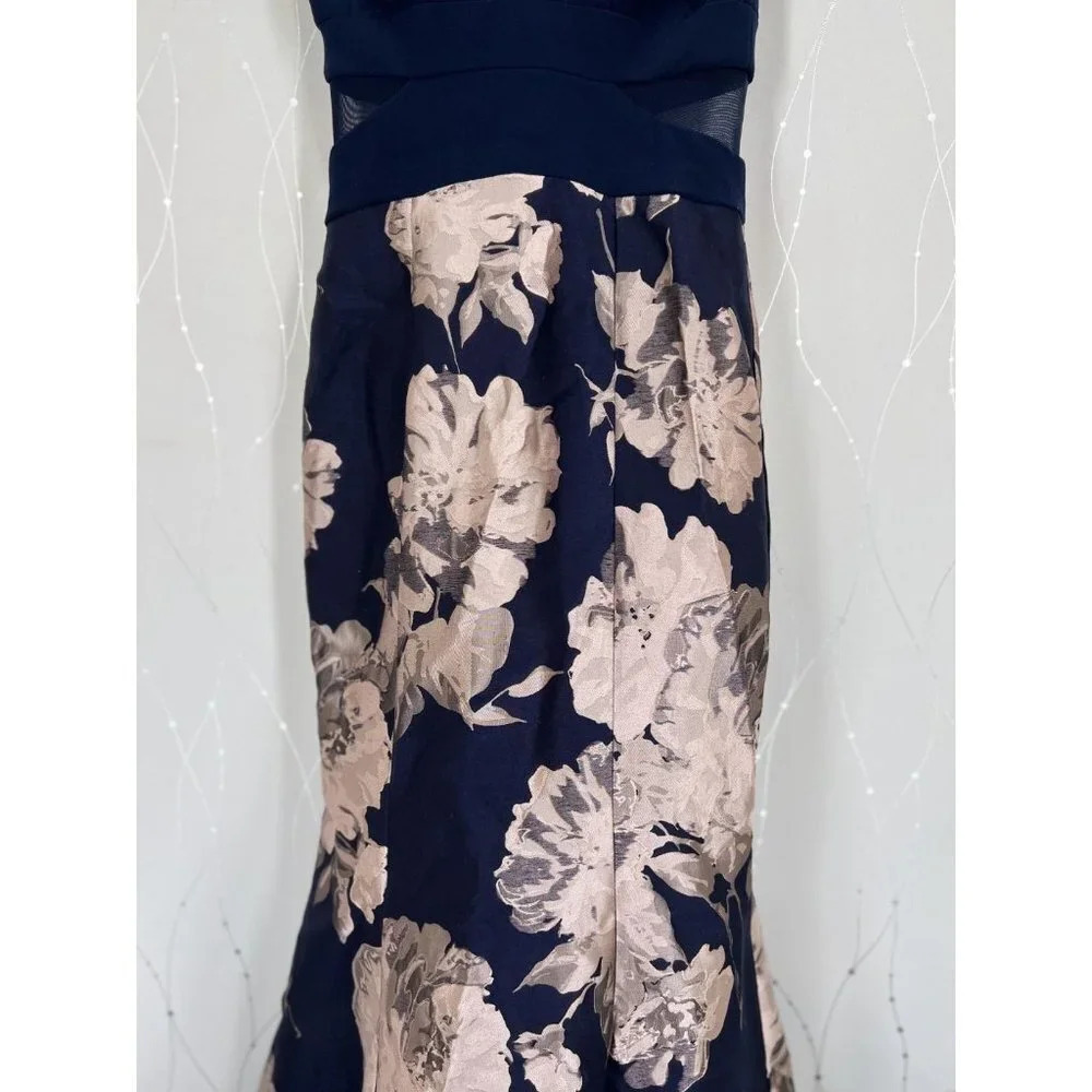 NWT Xscape Navy Floral Brocade Mermaid Gown $249 - Picture 7 of 16
